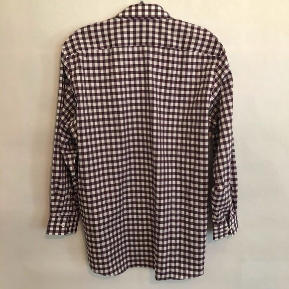 Michael Kors NWT Mens No Iron Button Up Shirt Size 17 32/33 Dark Purple Check - Picture 7 of 7
